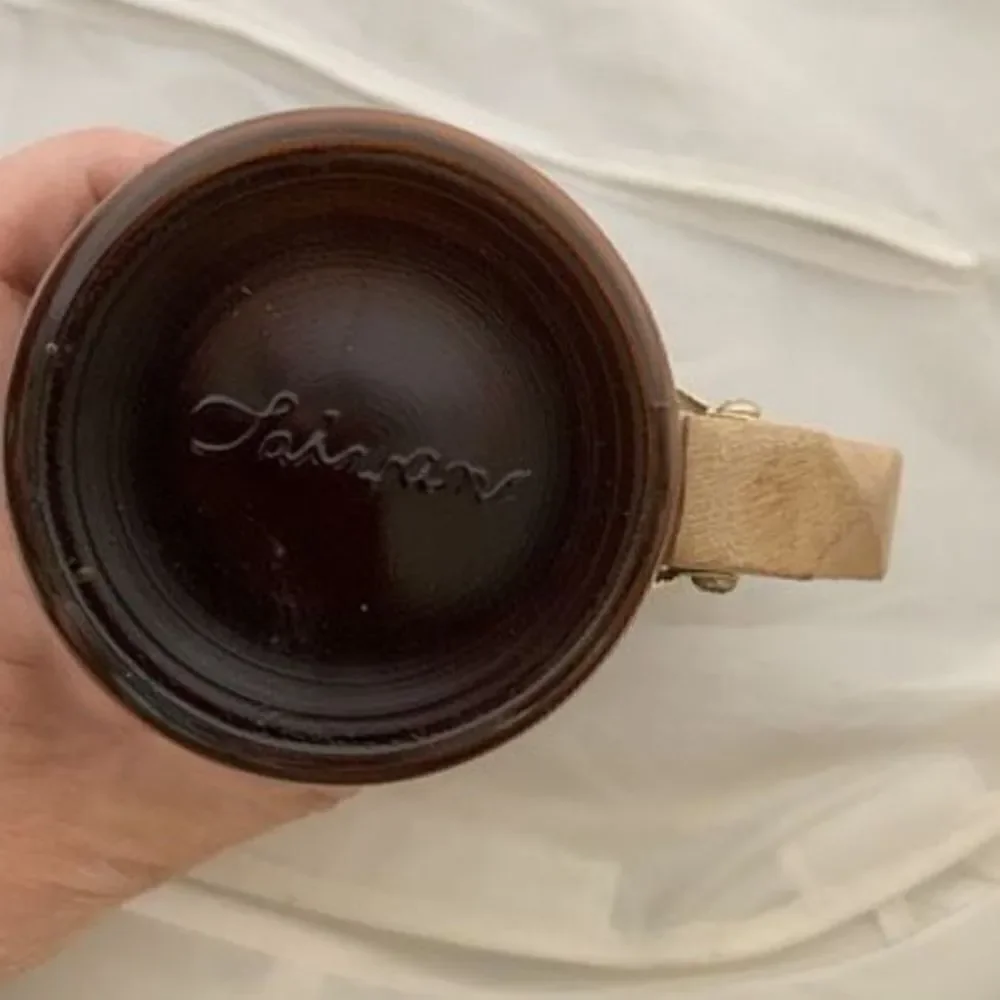 Vintage Lancaster Pennsylvania Dutch Country Souvenir Brown Mug Wood Handle